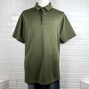 Under Armour Tech Polo Mens 2XL Green Textured Loose Fit Golf Shirt Performance